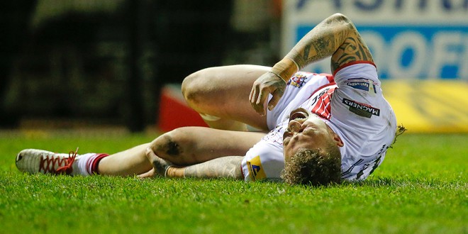 Charnley writhing in agony against Dewsbury. ©MagiHaroun